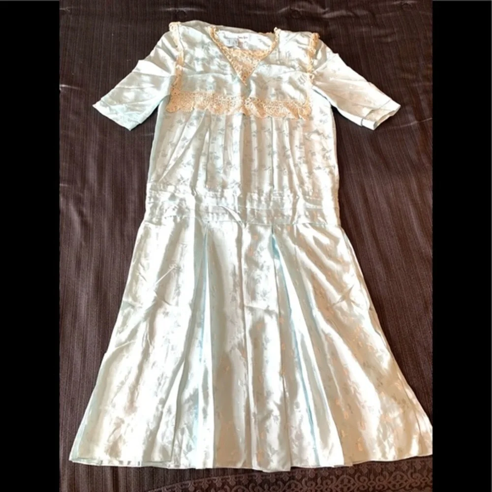 Vintage 50’s 60’s Neiman Marcus Blue Dress Dropped waist  Getsby Old Hollywood - Picture 6 of 12